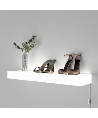 Mensola luminosa cm 85 in plexiglass bianco luce LED naturale.