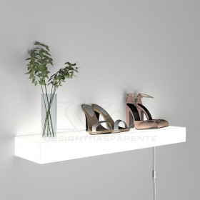Mensola luminosa cm 85 in plexiglass bianco luce LED naturale.