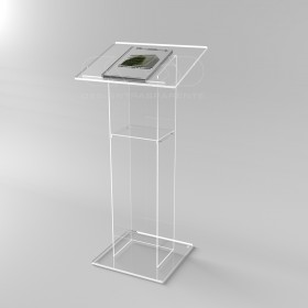 Leggio podio da terra in plexiglass trasparente modello economico.