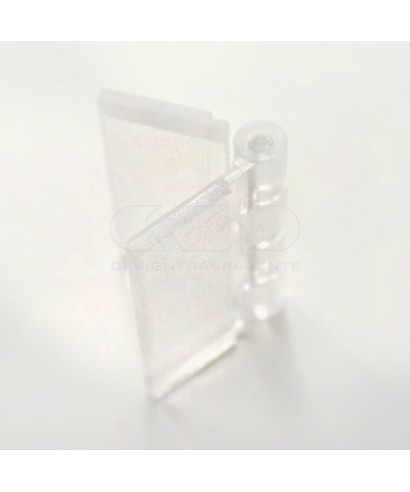 Cerniera in plexiglass trasparente piccola e di facile applicazione.