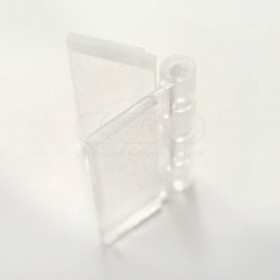 Cerniera in plexiglass trasparente piccola e di facile applicazione.