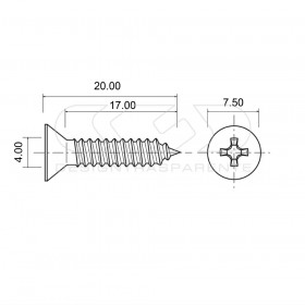 Vite in plexiglass trasparente testa svasata a croce mm 4x18.
