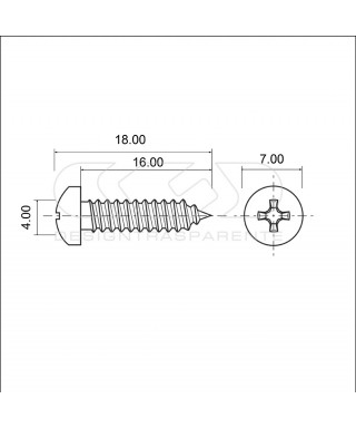 Vite in plexiglass trasparente testa tonda a croce mm 4x18.