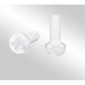 Vite in plexiglass trasparente testa tonda a croce mm 4x18.