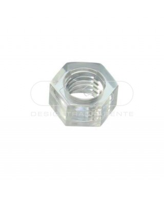 2 M4 hexagonal nuts in transparent acrylic with high strength.