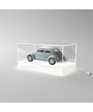 cm 20 LED acrylic display case with white lighted base.