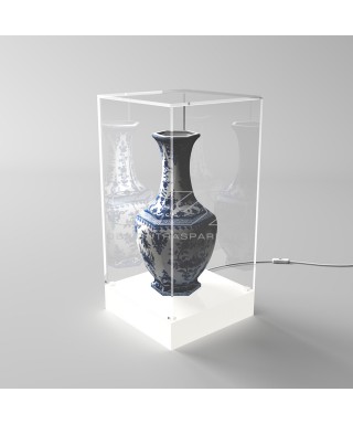 cm 30 LED acrylic display case with white lighted base.