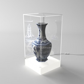 cm 30 LED acrylic display case with white lighted base.