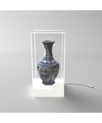 cm 30 LED acrylic display case with white lighted base.