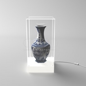 cm 30 LED acrylic display case with white lighted base.