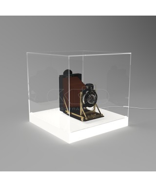 cm 45 LED acrylic display case with white lighted base.