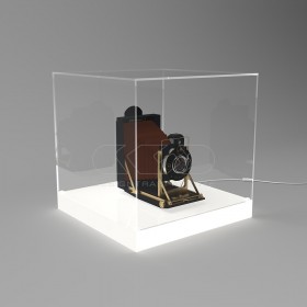 cm 45 LED acrylic display case with white lighted base.