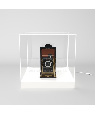 cm 45 LED acrylic display case with white lighted base.