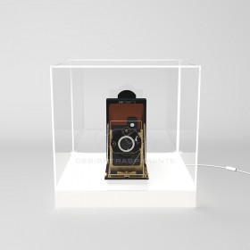 cm 45 LED acrylic display case with white lighted base.