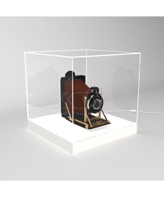 cm 45 LED acrylic display case with white lighted base.