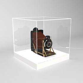 cm 45 LED acrylic display case with white lighted base.