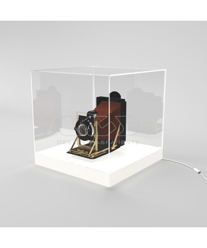 cm 45 LED acrylic display case with white lighted base.