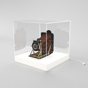 cm 45 LED acrylic display case with white lighted base.
