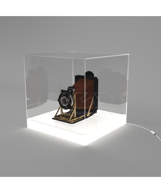 cm 45 LED acrylic display case with white lighted base.