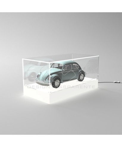 Teca LED cm 65 con base bianca illuminata realizzata in plexiglass.