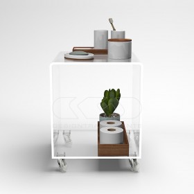 30x30 Transparent acrylic trolley cart for kitchen or bathroom.