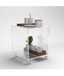 30x40 Transparent acrylic trolley cart for kitchen or bathroom.