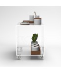 30x40 Transparent acrylic trolley cart for kitchen or bathroom.