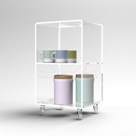 30x60 Transparent acrylic trolley cart for kitchen or bathroom.