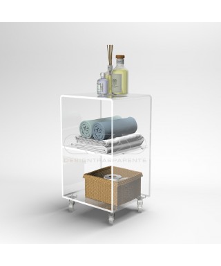 35x20 Transparent acrylic trolley cart for kitchen or bathroom.