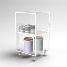 35x50 Transparent acrylic trolley cart for kitchen or bathroom.