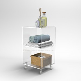 35x50 Transparent acrylic trolley cart for kitchen or bathroom.
