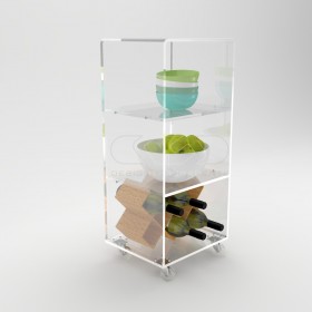 35x60 Transparent acrylic trolley cart for kitchen or bathroom.