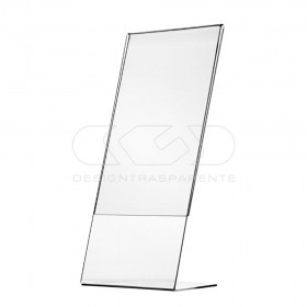 Single-sided clear acrylic countertop pocket sign holder.