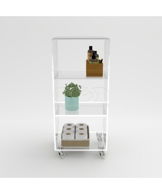 45x20 Transparent acrylic trolley cart for kitchen or bathroom.