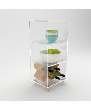 45x20 Transparent acrylic trolley cart for kitchen or bathroom