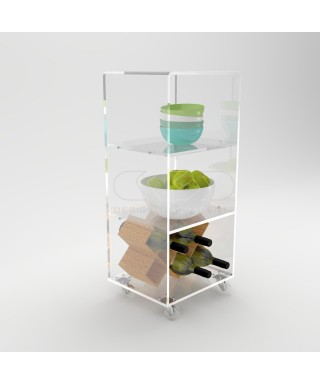 45x40 Transparent acrylic trolley cart for kitchen or bathroom.