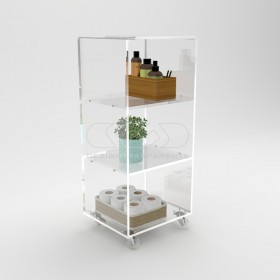 45x50 Transparent acrylic trolley cart for kitchen or bathroom.