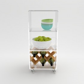 45x50 Transparent acrylic trolley cart for kitchen or bathroom.