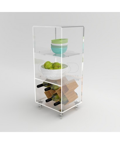 45x50 Transparent acrylic trolley cart for kitchen or bathroom.