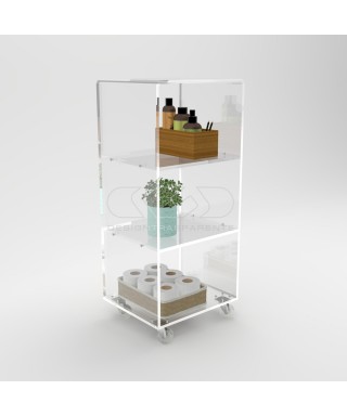 45x60 Transparent acrylic trolley cart for kitchen or bathroom.