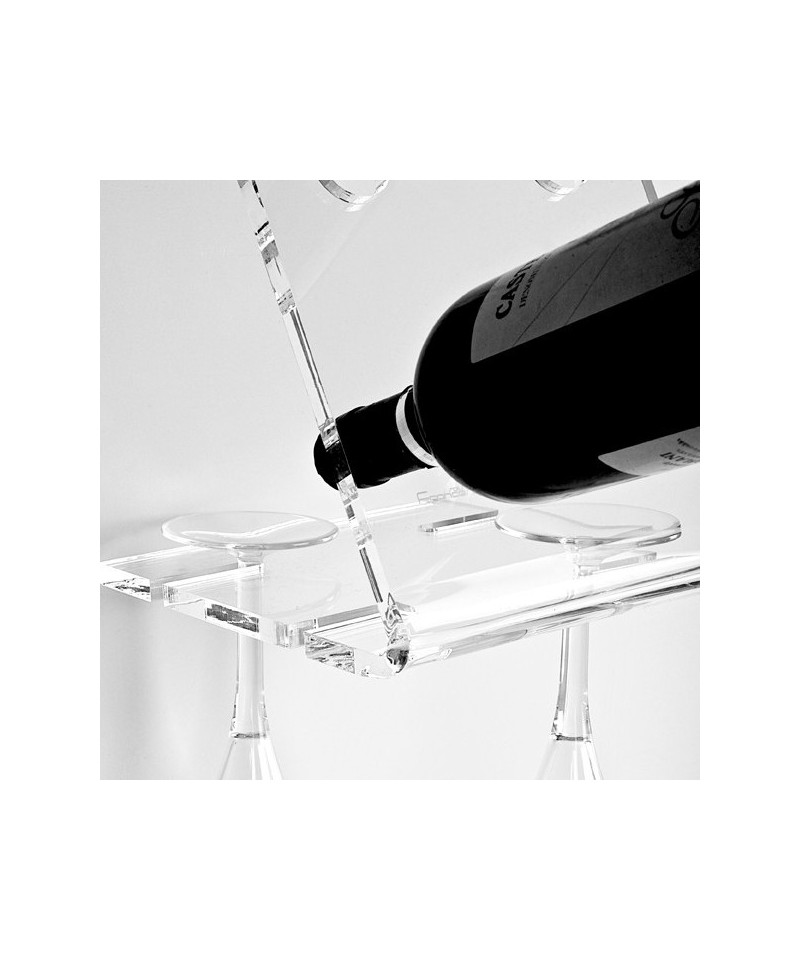 Acrylic wall-mount bottle rack and glass holder transparent lucite