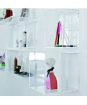 Mensola Cubo 60x38h25 in plexiglass trasparente espositore con cornice