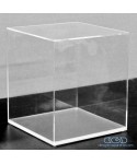 Base trasparente per teca montata in plexiglass cm 65x40.