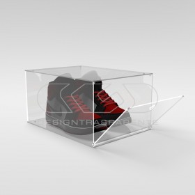 Scatola per scarpe cm 30 teca di protezione in plexiglass trasparente.