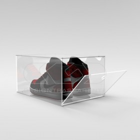 Scatola per scarpe cm 40 teca di protezione in plexiglass trasparente.