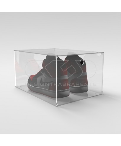 Scatola per scarpe cm 40 teca di protezione in plexiglass trasparente.