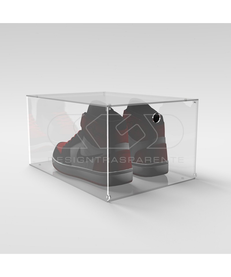 Scatola per scarpe cm 40 teca di protezione in plexiglass trasparente.