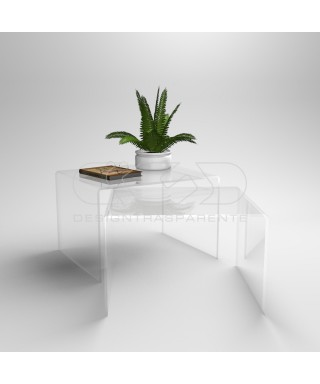 Set tavoli 60x50h40 e 55x50h37 impilabili in plexiglass trasparente