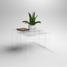 Set tavoli 90x40h40 e 85x40h37 impilabili in plexiglass trasparente