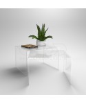 Set tavoli 90x40h40 e 85x40h37 impilabili in plexiglass trasparente.